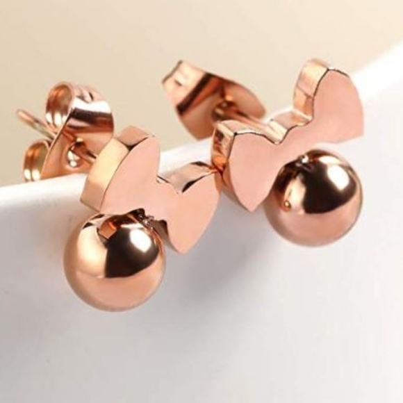 CZ Minnie Mouse Rose Gold Earrings - Picture 2 of 4